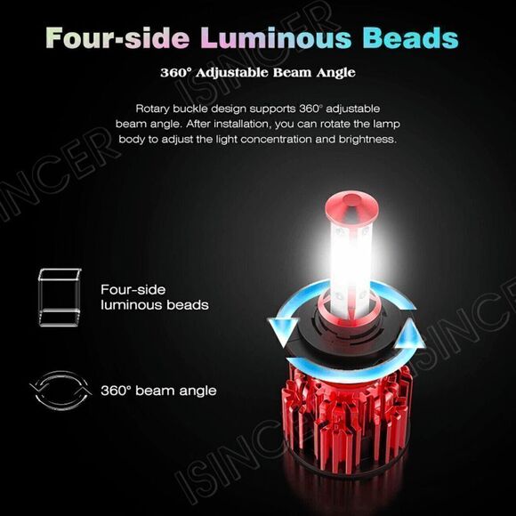 NWT Pair H7 LED Headlight Bulb Conversion Kit High/Low Beam 6500K White Super Br - Picture 2 of 12